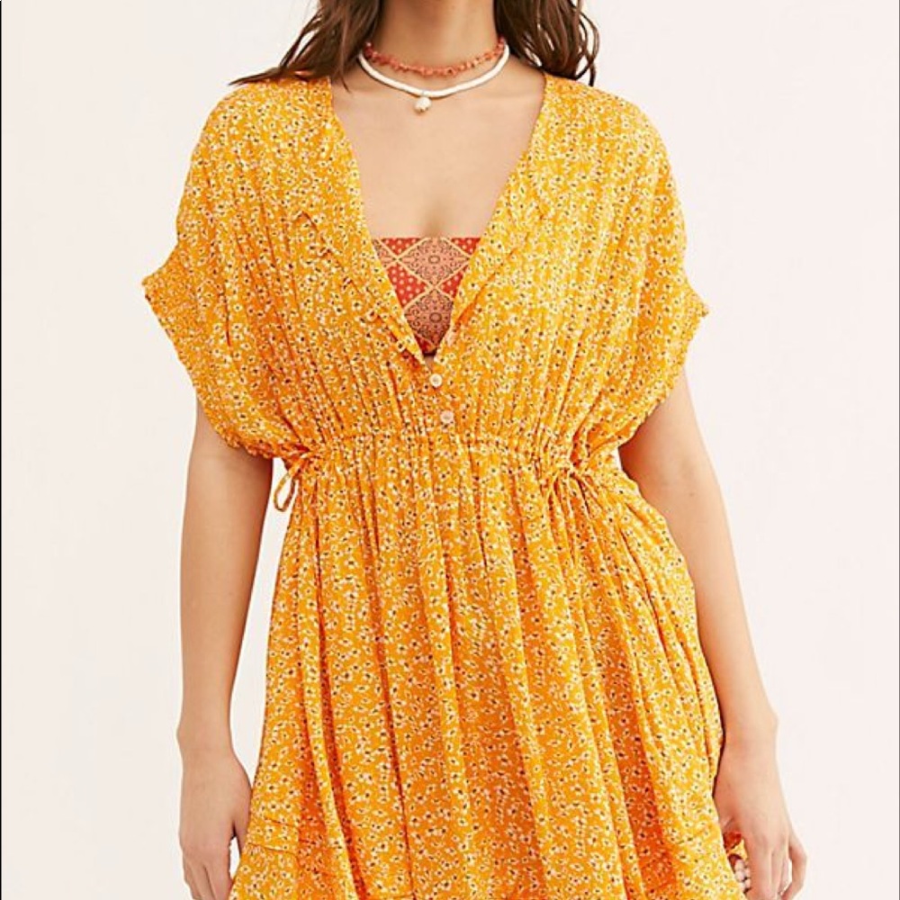 Free people floral yellow mini dress or tunic